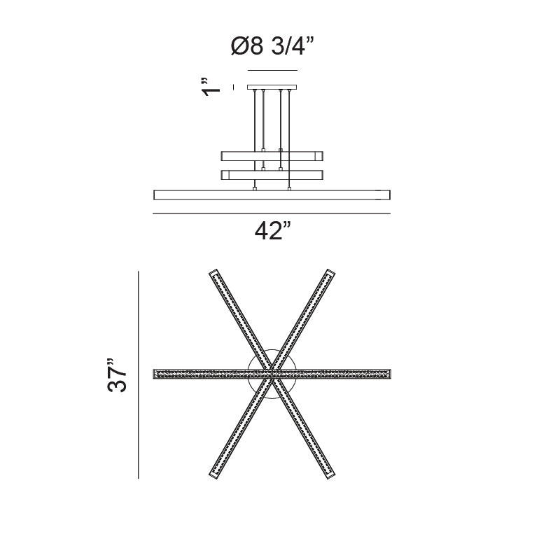 LED Steel Linear Frame with Acrylic Diffuser Chandelier 3CCT