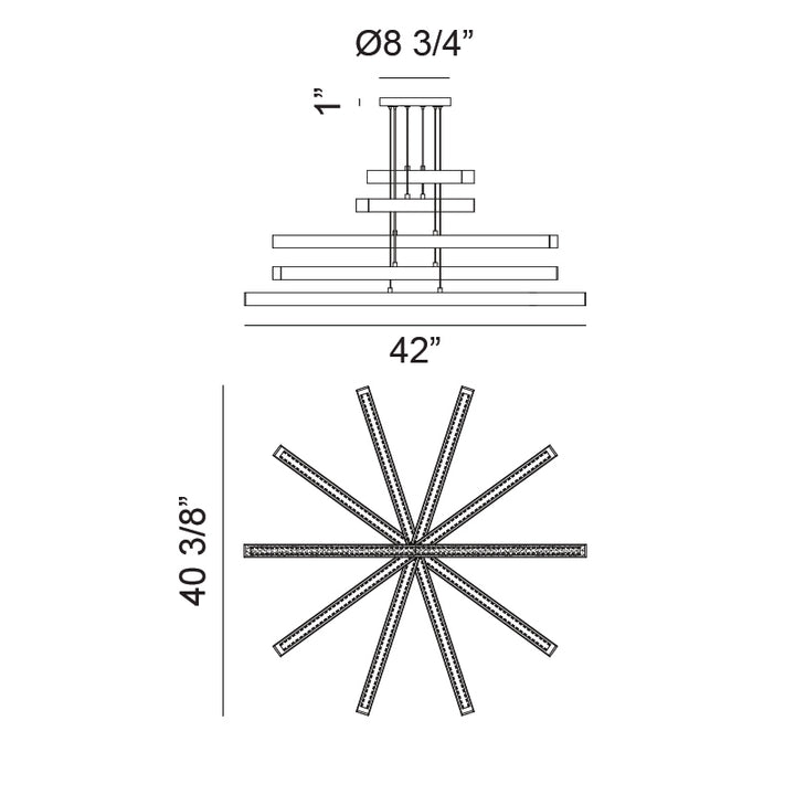 LED Steel Linear Frame with Acrylic Diffuser Chandelier 3CCT