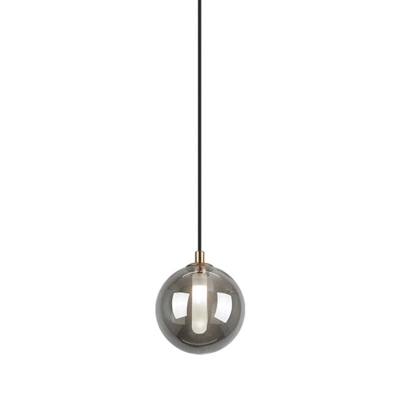 Steel Frame with Glass Globe Pendant