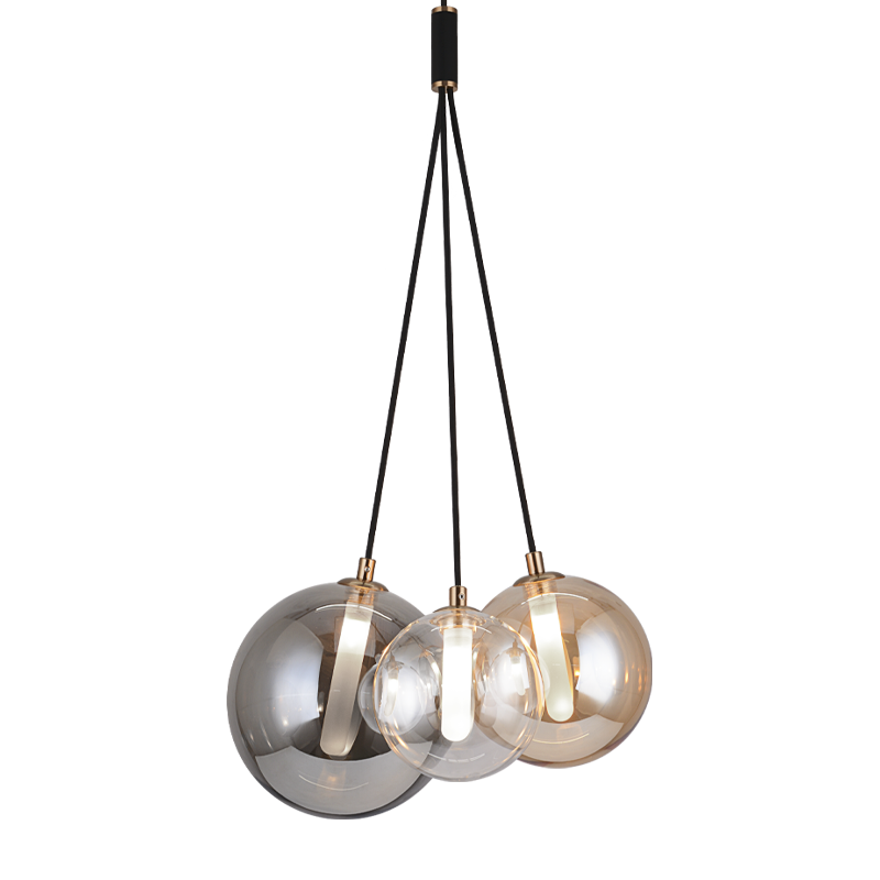Steel Frame with Glass Globe Multi Pendant / Chandelier