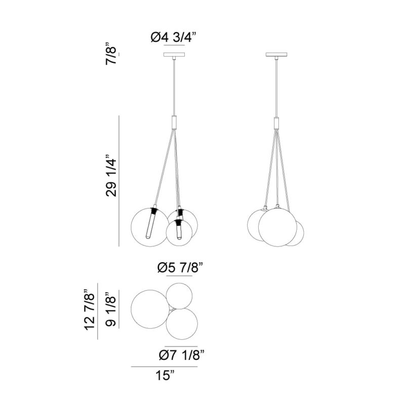 Steel Frame with Glass Globe Multi Pendant / Chandelier