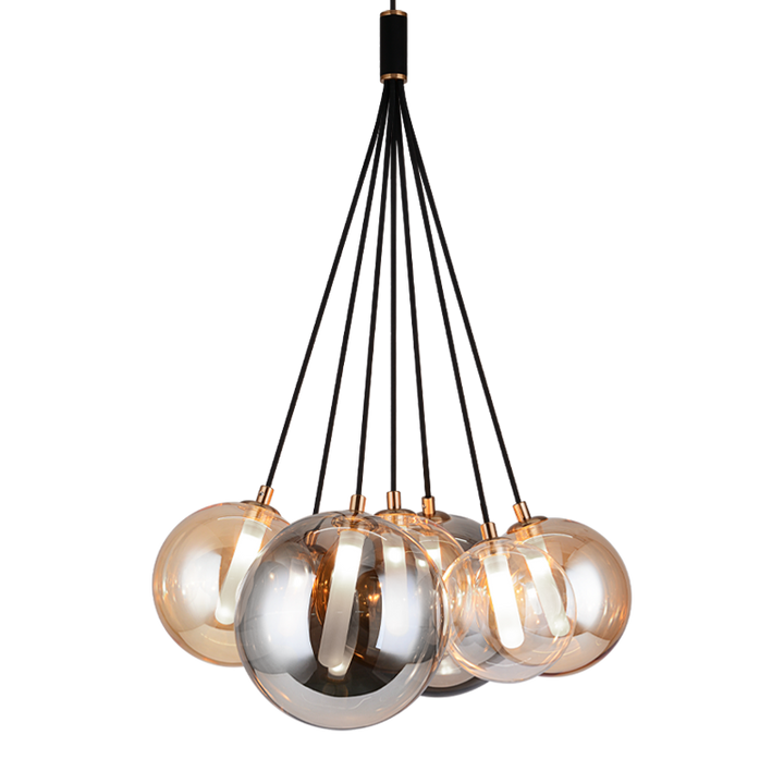 Steel Frame with Glass Globe Multi Pendant / Chandelier
