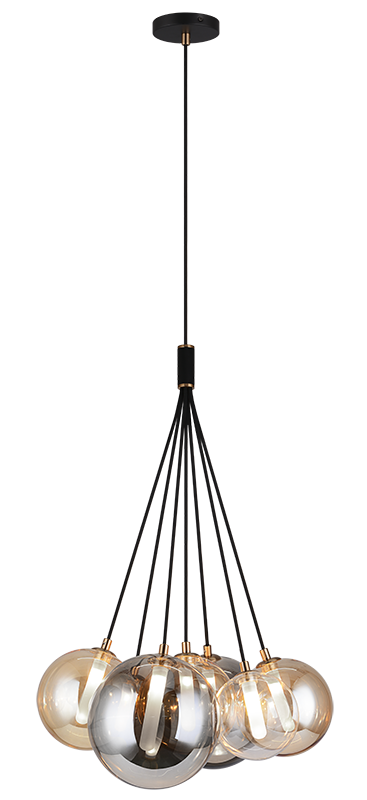 Steel Frame with Glass Globe Multi Pendant / Chandelier