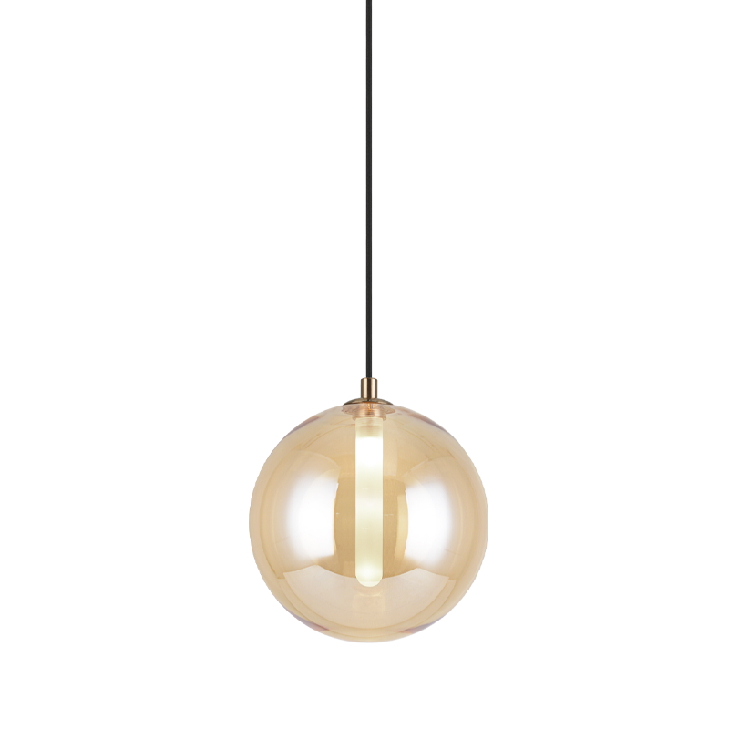 Steel Frame with Glass Globe Pendant