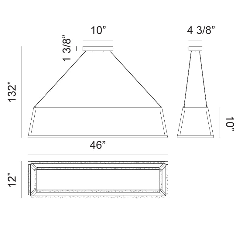 LED Steel Open Air Frame with Acrylic Diffuser Linear Chandelier