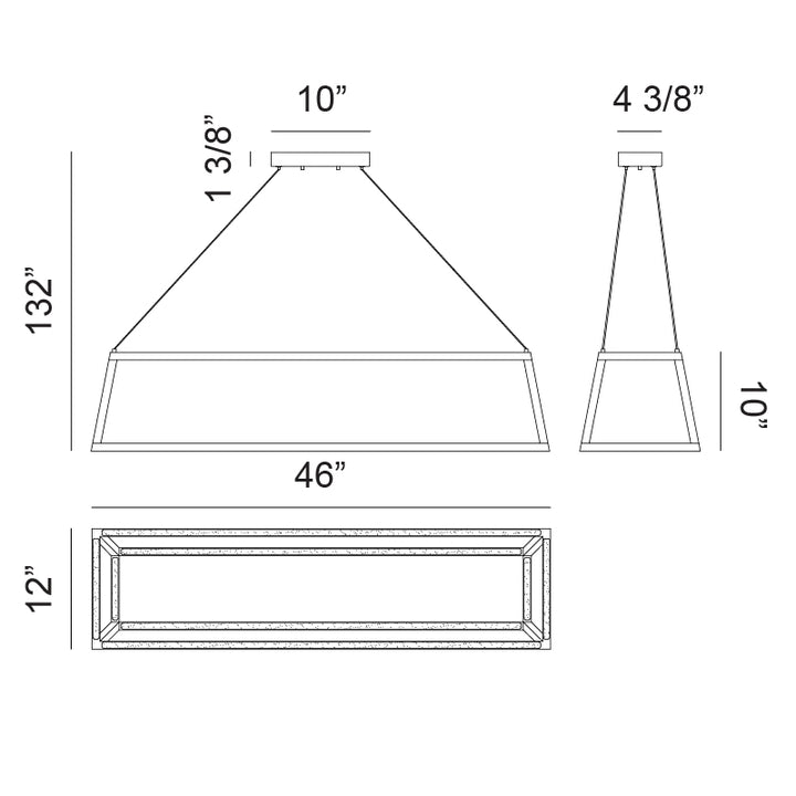 LED Steel Open Air Frame with Acrylic Diffuser Linear Chandelier