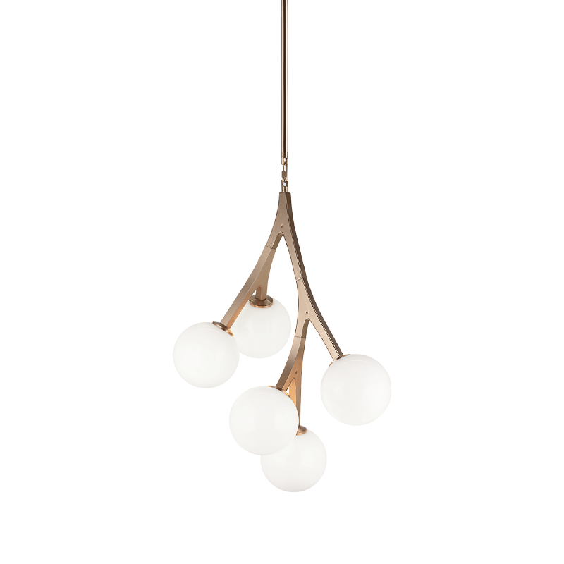 Steel Branch Arm Frame with Opal Glass Globe Shade Pendant