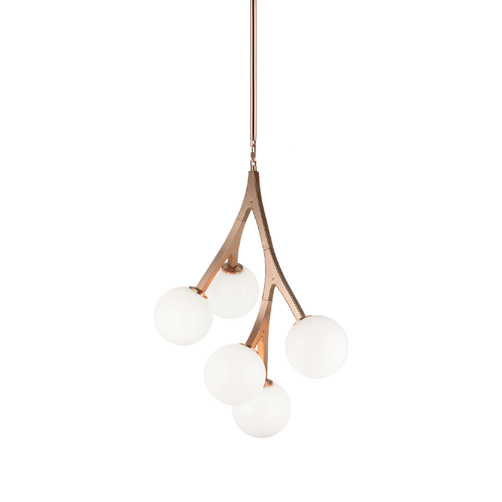 Steel Branch Arm Frame with Opal Glass Globe Shade Pendant