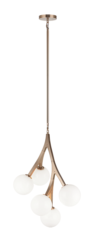 Steel Branch Arm Frame with Opal Glass Globe Shade Pendant