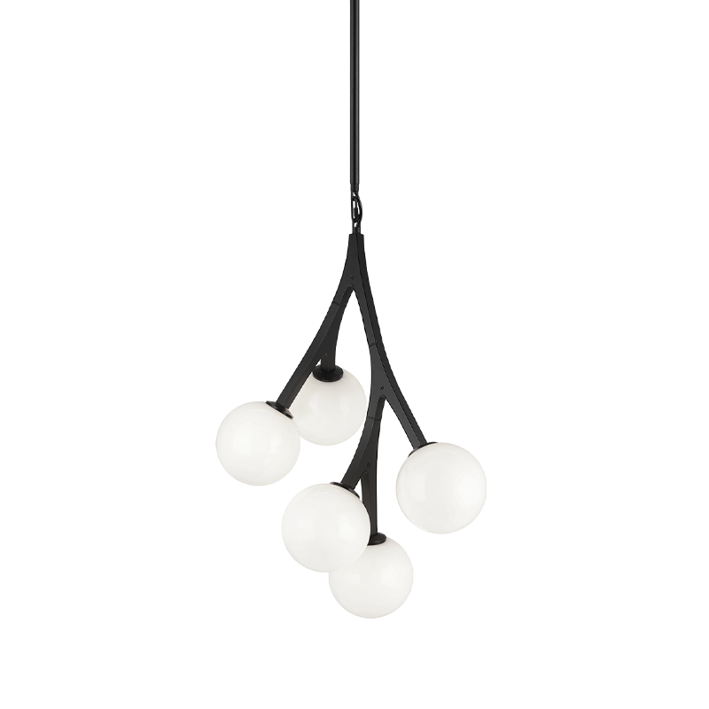 Steel Branch Arm Frame with Opal Glass Globe Shade Pendant