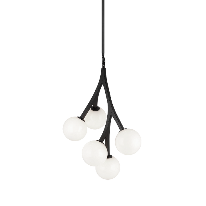 Steel Branch Arm Frame with Opal Glass Globe Shade Pendant