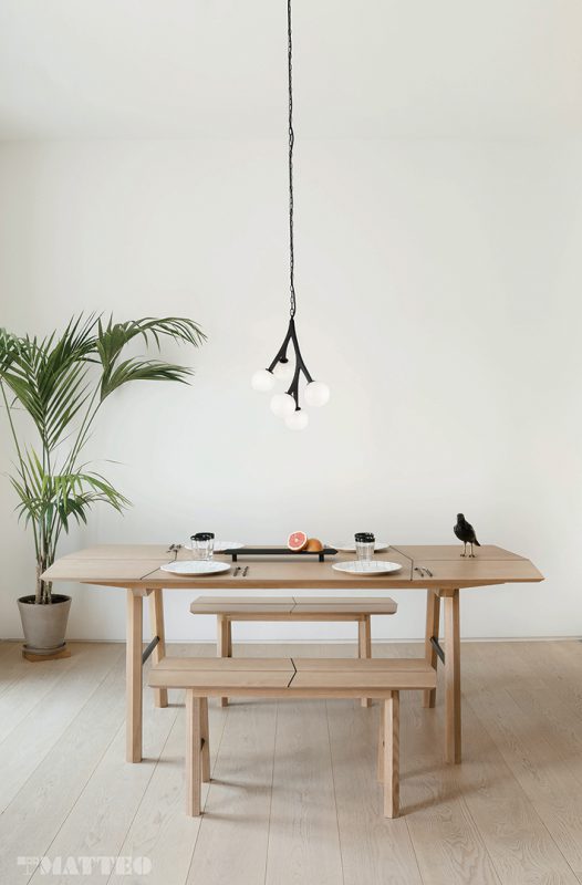 Steel Branch Arm Frame with Opal Glass Globe Shade Pendant