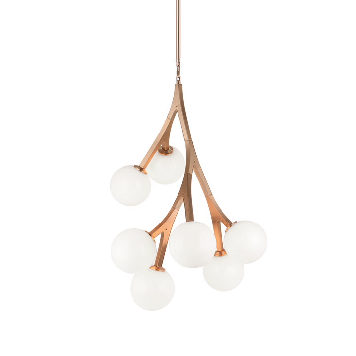 Steel Branch Arm Frame with Opal Glass Globe Shade Pendant