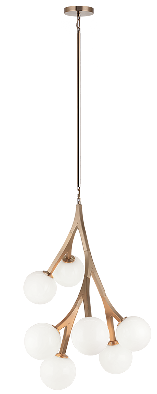 Steel Branch Arm Frame with Opal Glass Globe Shade Pendant