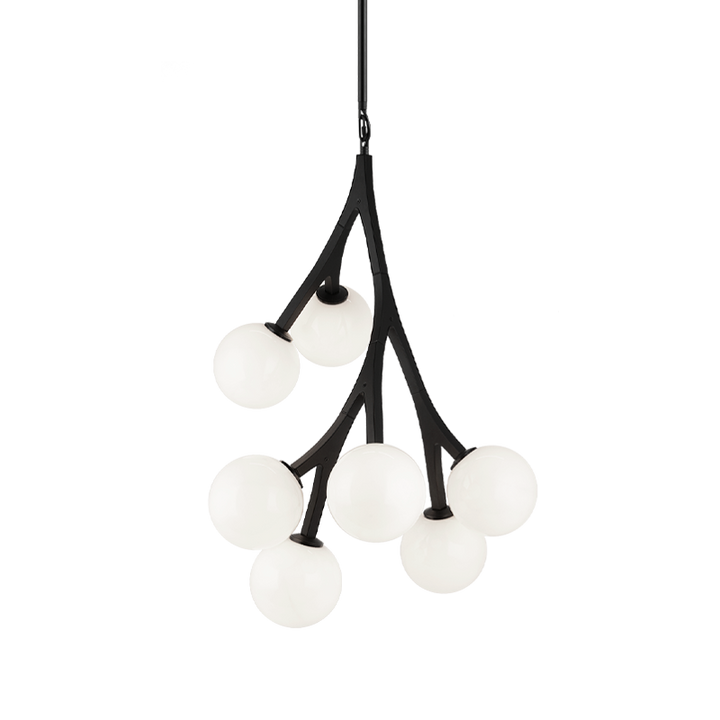 Steel Branch Arm Frame with Opal Glass Globe Shade Pendant
