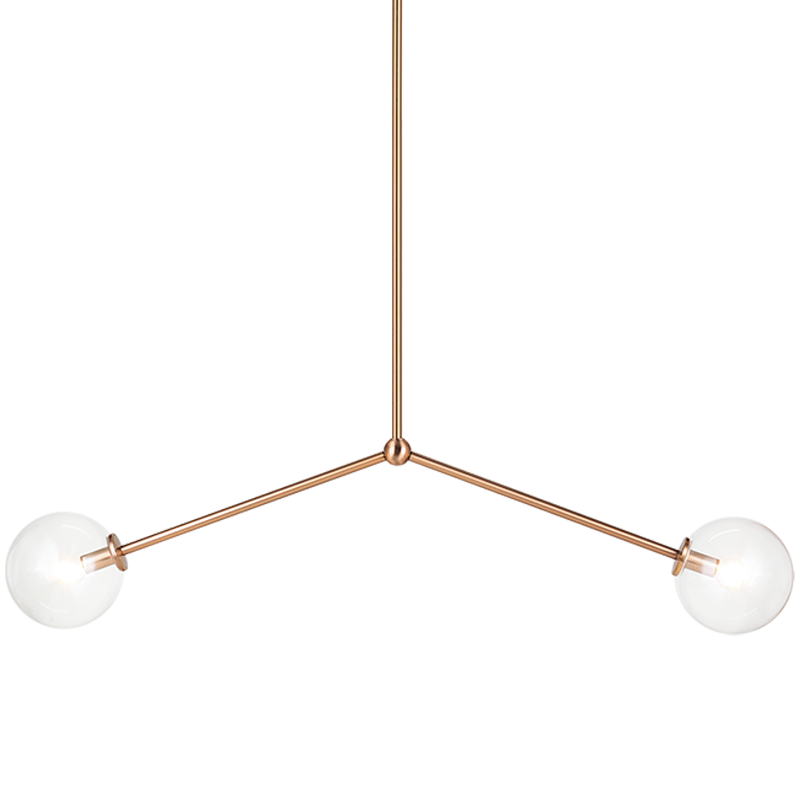 Steel Rod with Glass Globe Linear Pendant