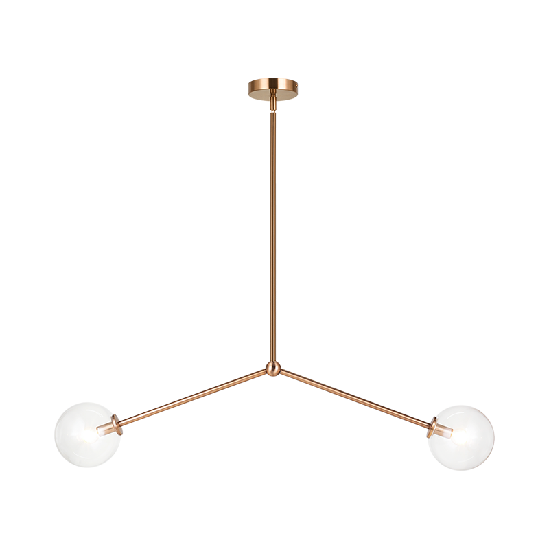 Steel Rod with Glass Globe Linear Pendant