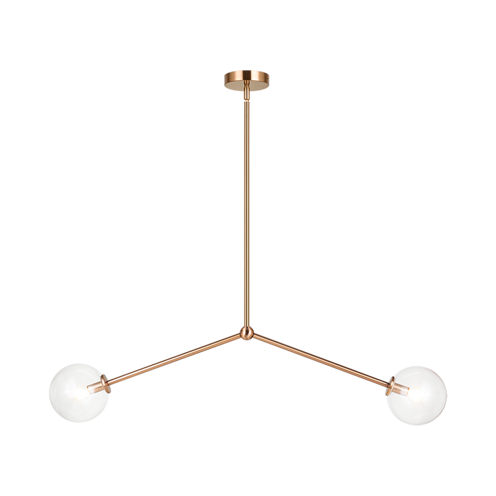 Steel Rod with Glass Globe Linear Pendant