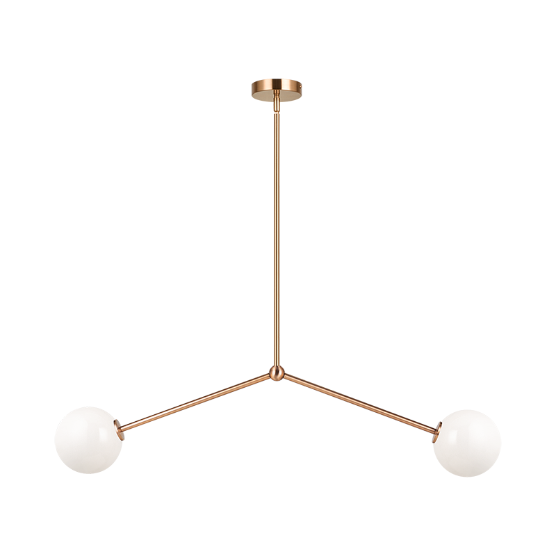 Steel Rod with Glass Globe Linear Pendant