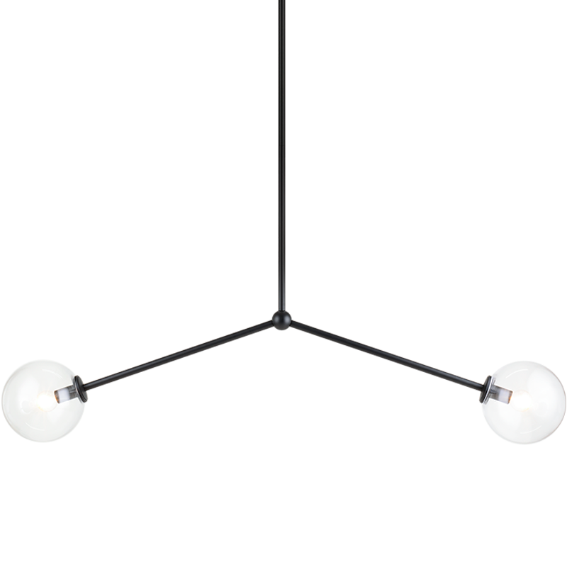 Steel Rod with Glass Globe Linear Pendant