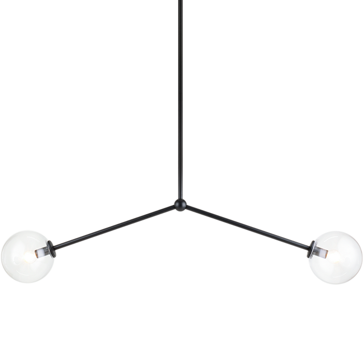 Steel Rod with Glass Globe Linear Pendant