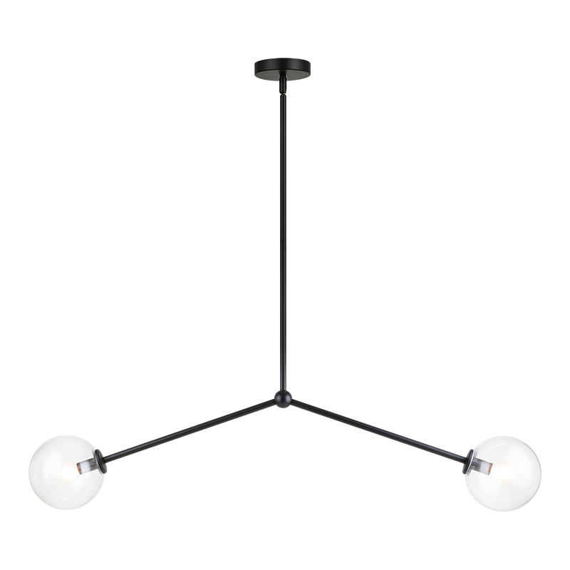 Steel Rod with Glass Globe Linear Pendant