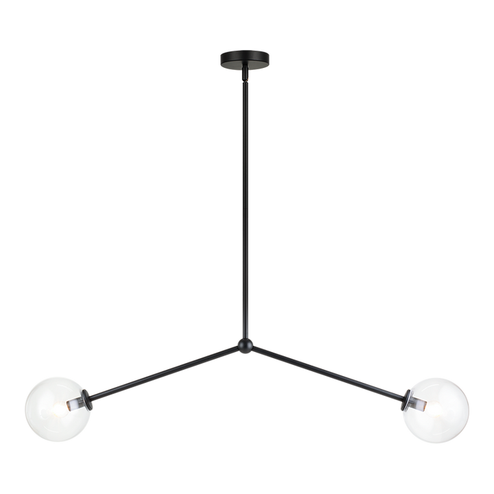 Steel Rod with Glass Globe Linear Pendant