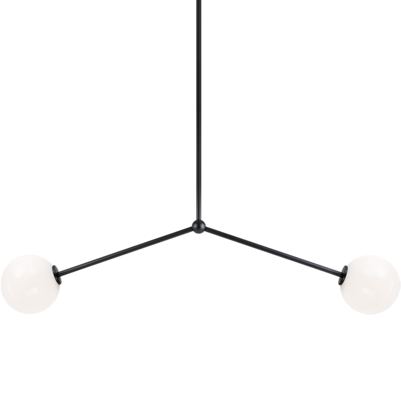 Steel Rod with Glass Globe Linear Pendant