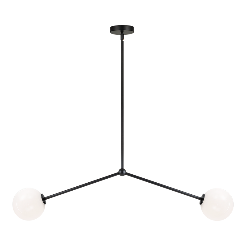Steel Rod with Glass Globe Linear Pendant