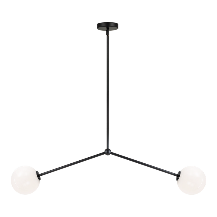 Steel Rod with Glass Globe Linear Pendant