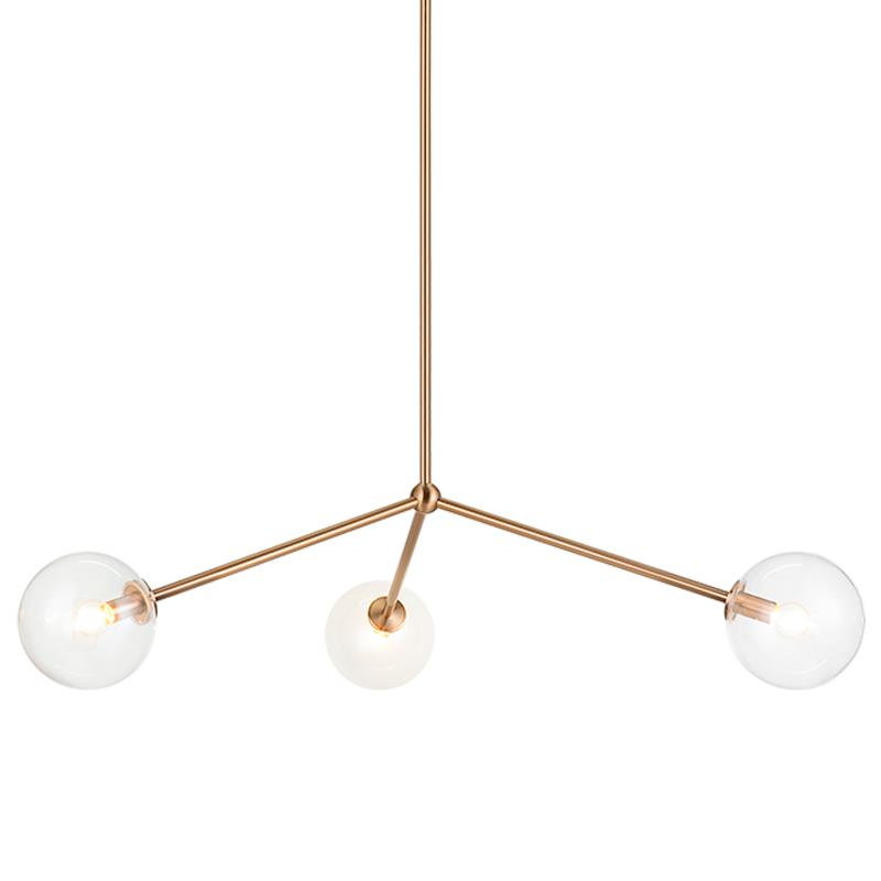 Steel Rod with Glass Globe Chandelier
