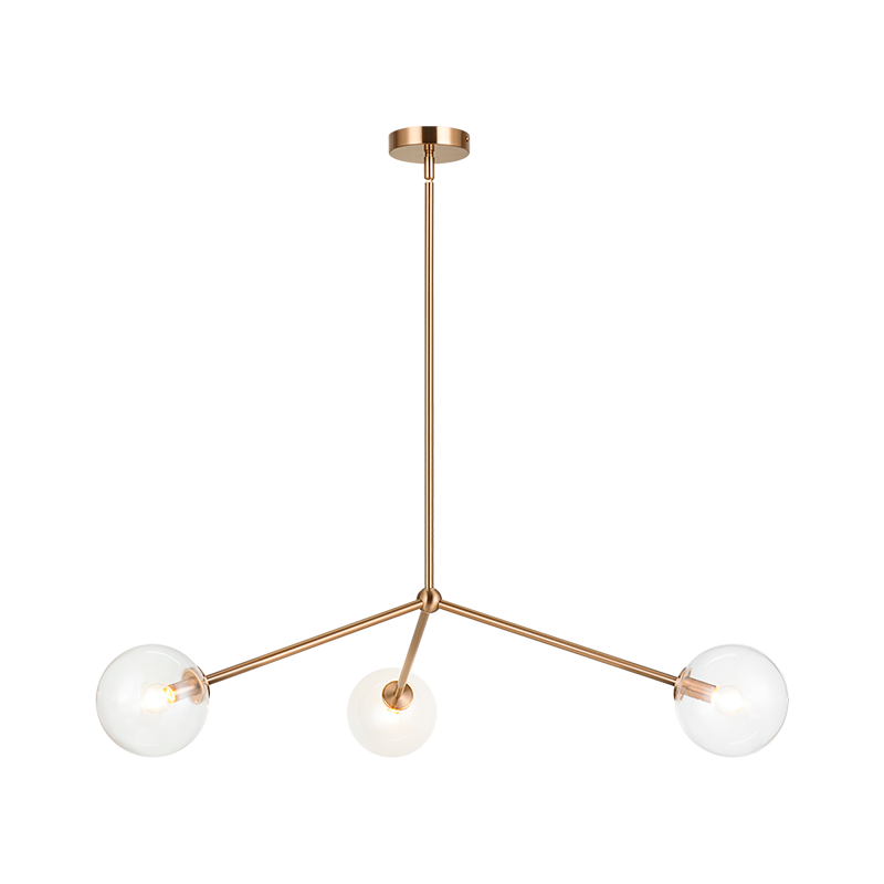 Steel Rod with Glass Globe Chandelier