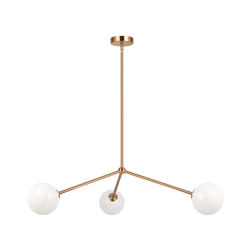Steel Rod with Glass Globe Chandelier