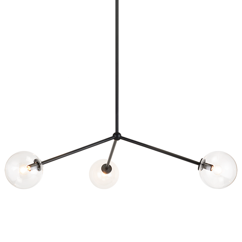 Steel Rod with Glass Globe Chandelier