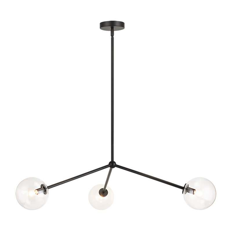 Steel Rod with Glass Globe Chandelier