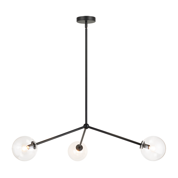 Steel Rod with Glass Globe Chandelier