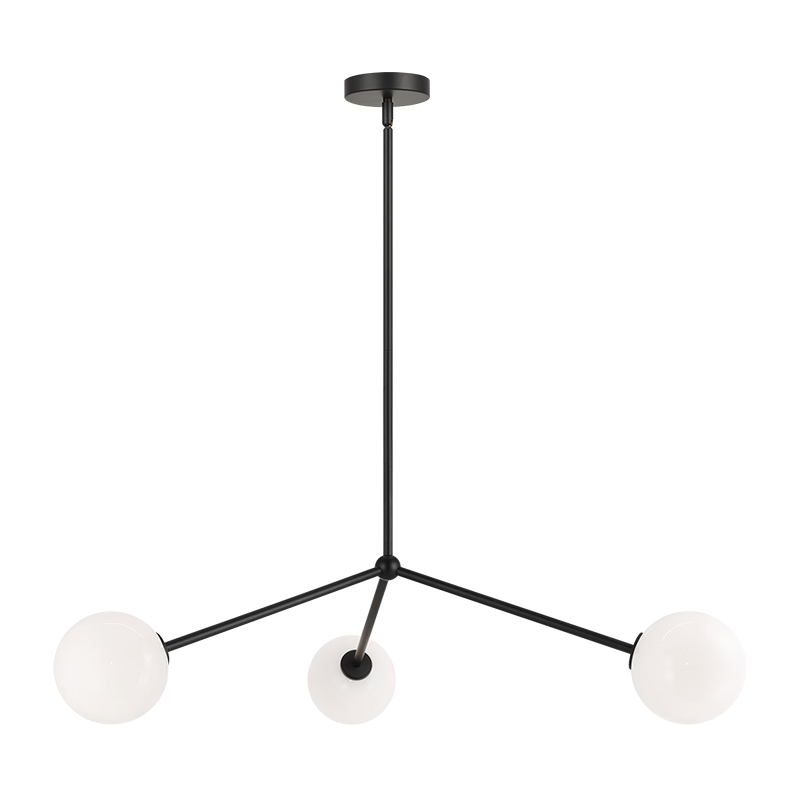 Steel Rod with Glass Globe Chandelier