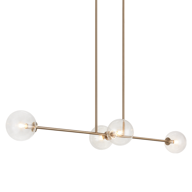 Steel Rod with Glass Globe Linear Pendant