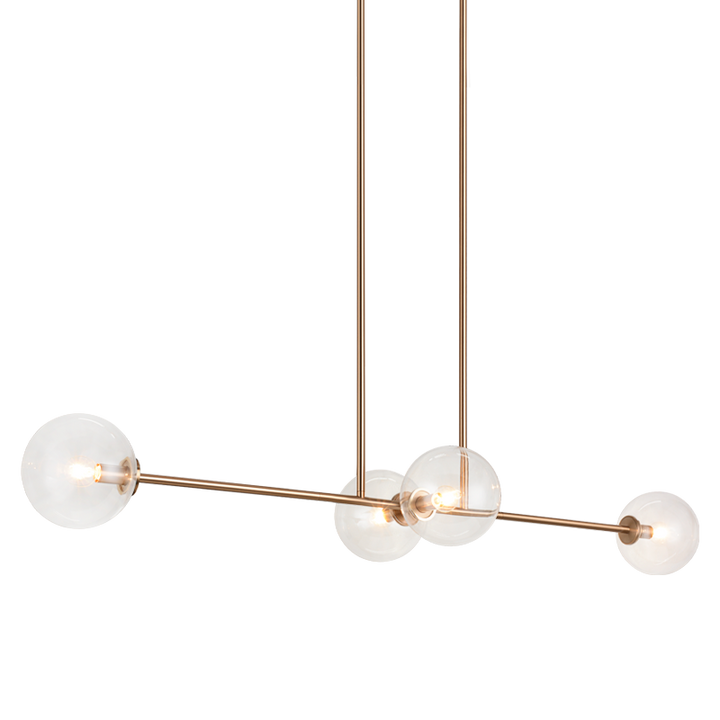 Steel Rod with Glass Globe Linear Pendant