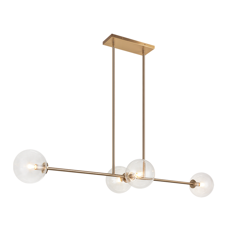 Steel Rod with Glass Globe Linear Pendant