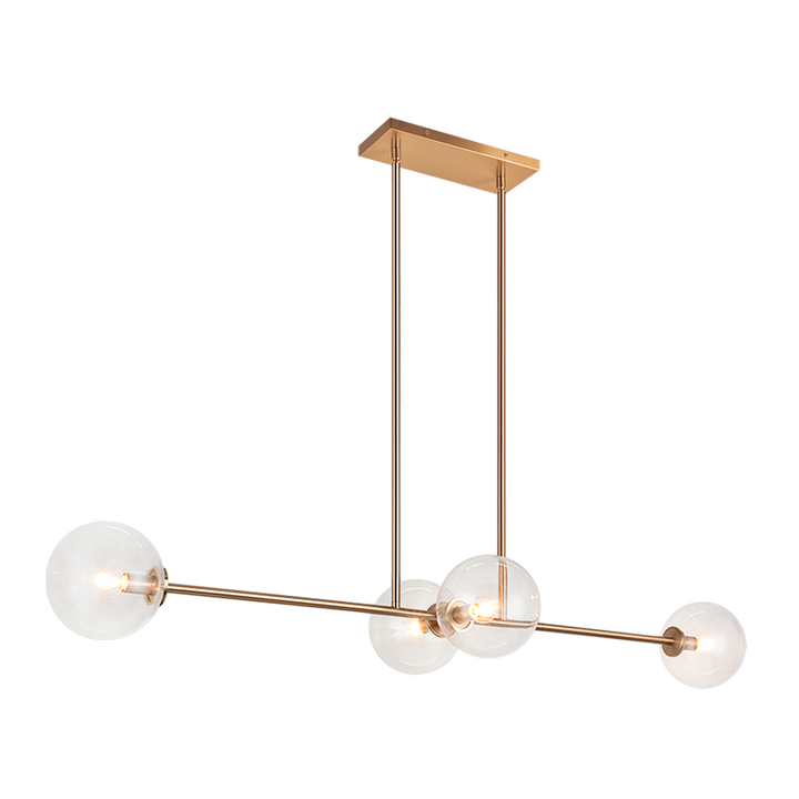 Steel Rod with Glass Globe Linear Pendant