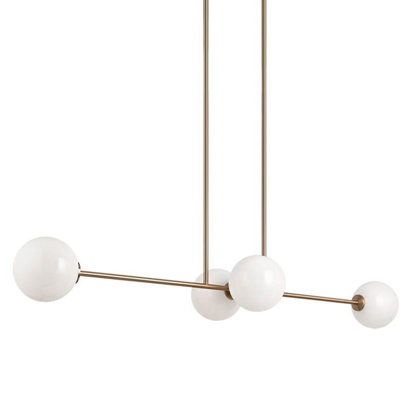 Steel Rod with Glass Globe Linear Pendant