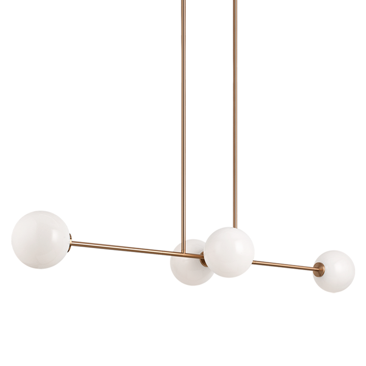 Steel Rod with Glass Globe Linear Pendant