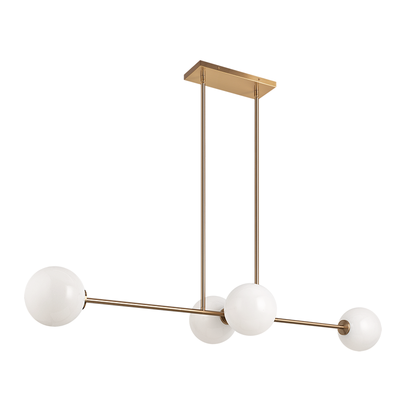 Steel Rod with Glass Globe Linear Pendant