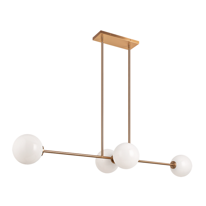 Steel Rod with Glass Globe Linear Pendant
