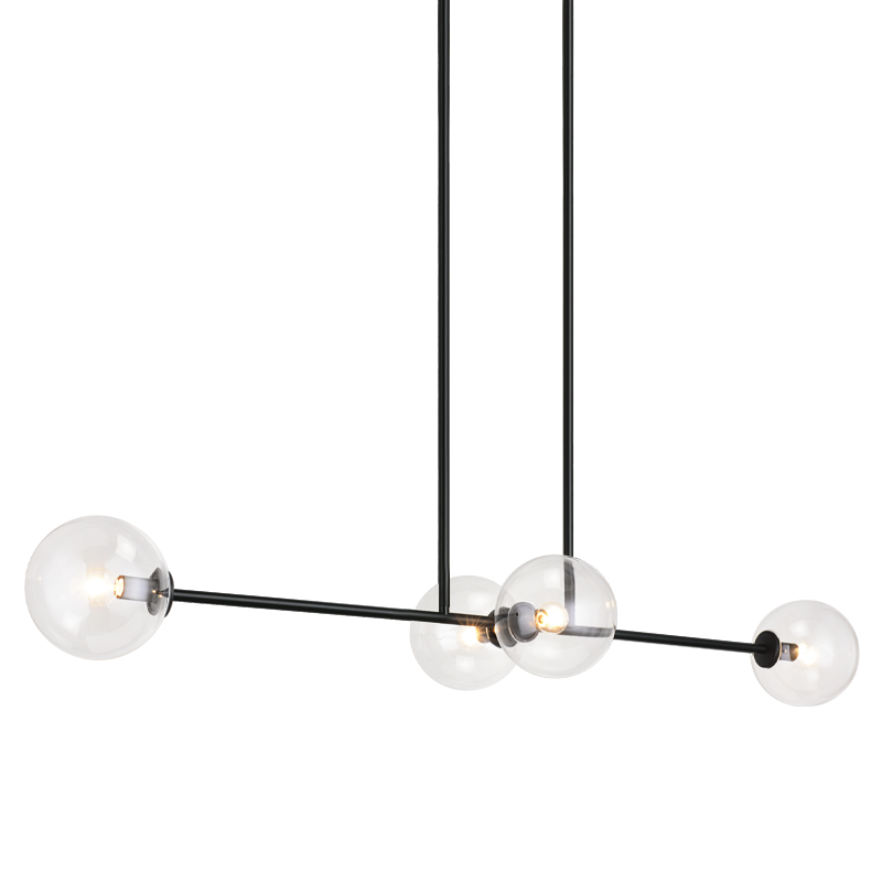 Steel Rod with Glass Globe Linear Pendant