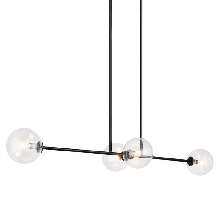 Steel Rod with Glass Globe Linear Pendant