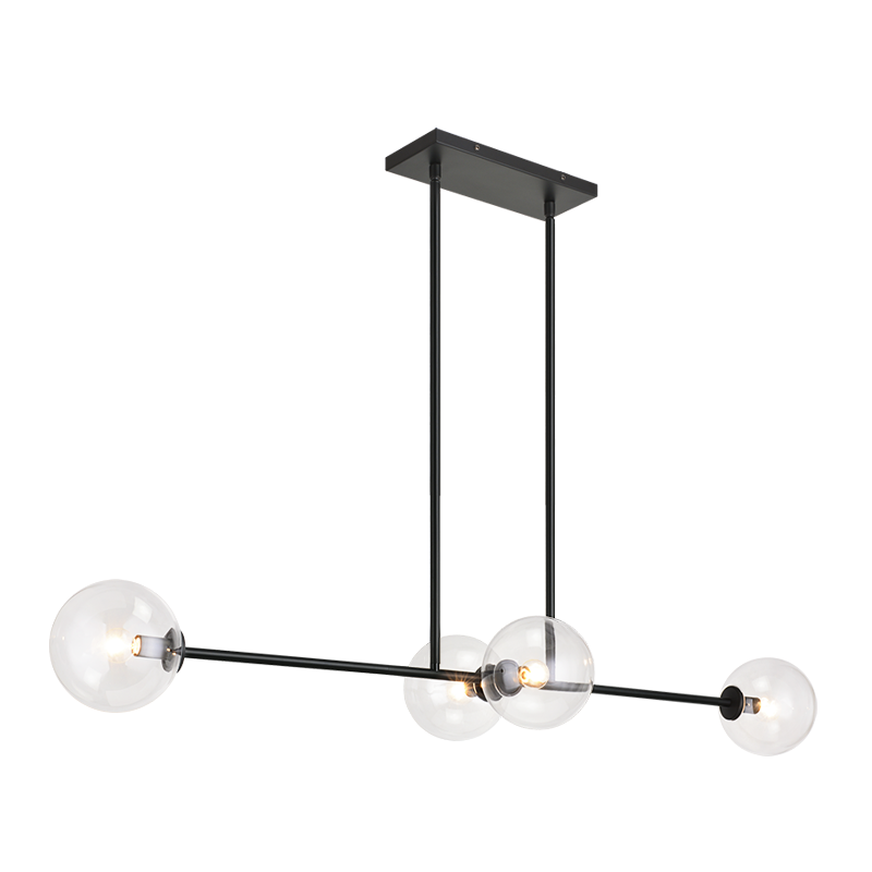 Steel Rod with Glass Globe Linear Pendant