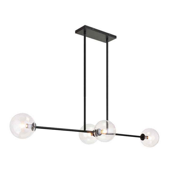 Steel Rod with Glass Globe Linear Pendant