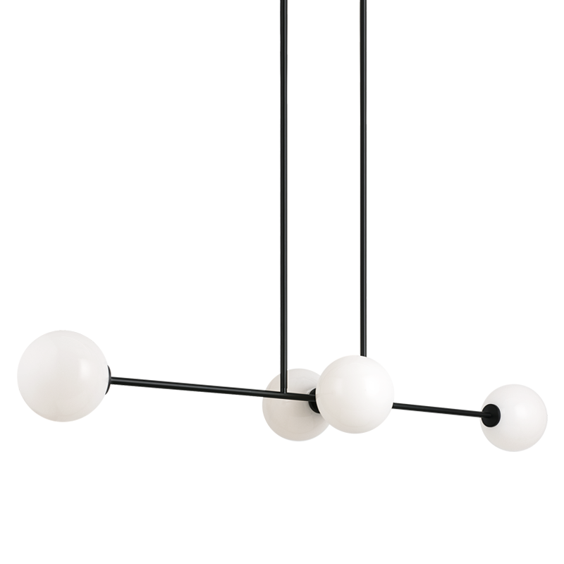 Steel Rod with Glass Globe Linear Pendant